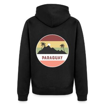 Paraguay Retro Land und Länder - Unisex Premium Bio Zip Hoodie - Schwarz - Hinten - Nico (187cm)
