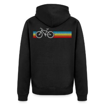 Retro Vintage Mountain Bike Bicycle Biking Cycle - Unisex Premium Bio Zip Hoodie - Schwarz - Hinten - Nico (187cm)