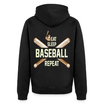 Baseball - Unisex Premium Bio Zip Hoodie - Schwarz - Hinten - Nico (187cm)
