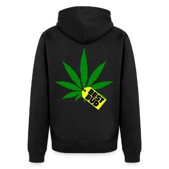 Kiffen Kiffer Geschenk Kiffer Zubehör Kiffenset - Unisex Premium Bio Zip Hoodie - Schwarz - Hinten - Nico (187cm)