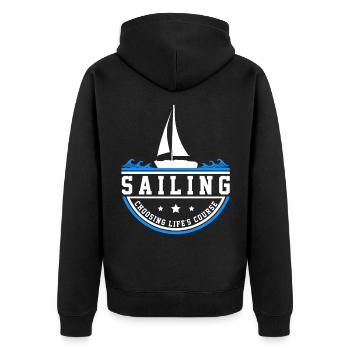 Segeln Geschenk - Unisex Premium Bio Zip Hoodie - Schwarz - Hinten - Nico (187cm)
