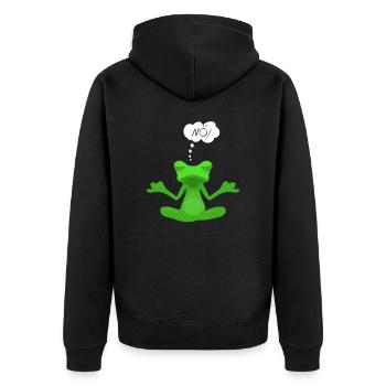 Statement Frosch Nö Fun I Nein Yoga Meditation - Unisex Premium Bio Zip Hoodie - Schwarz - Hinten - Nico (187cm)