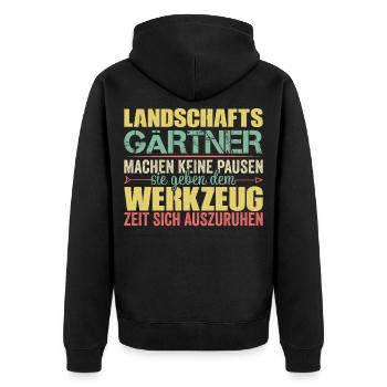 Landschaftsgärtner Gärtner Gartenarbeit Beruf - Unisex Premium Bio Zip Hoodie - Schwarz - Hinten - Nico (187cm)