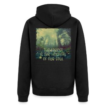 Wald Seele Heilung Natur Baum Bäume grün Lunge - Unisex Premium Bio Zip Hoodie - Schwarz - Hinten - Nico (187cm)