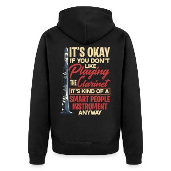 Klarinette Musikinstrument - Unisex Premium Bio Zip Hoodie - Schwarz - Hinten - Nico (187cm)