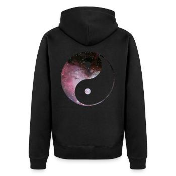 galaxie yin et yang - Veste à capuche bio Premium Unisexe - noir - Dos - Nico (187cm)