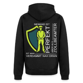 Zoll Zollbeamter Geschenk Zollamt - Unisex Premium Bio Zip Hoodie - Schwarz - Hinten - Nico (187cm)