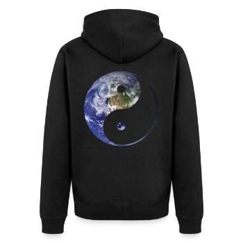 yin and yang earth - Unisex Premium Organic Zip Hoodie - black - Back - Nico (187cm)