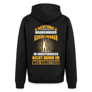 Gerüstbau Gerüstbauer Gerüstarbeiter Gerüstbauer - Unisex Premium Bio Zip Hoodie - Schwarz - Hinten - Nico (187cm)