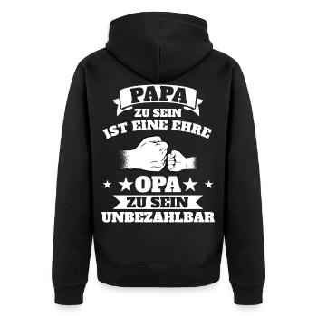 Papa Opa Geschenkidee - Unisex Premium Bio Zip Hoodie - Schwarz - Hinten - Nico (187cm)