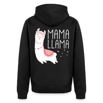 Mama Llama Llama Mothers Day Birthday Gift Idea - Unisex Premium Organic Zip Hoodie - black - Back - Nico (187cm)
