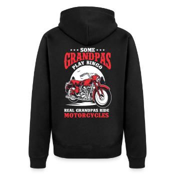 Grand-père moto grand-père grand-père anniversaire - Veste à capuche bio Premium Unisexe - noir - Dos - Nico (187cm)