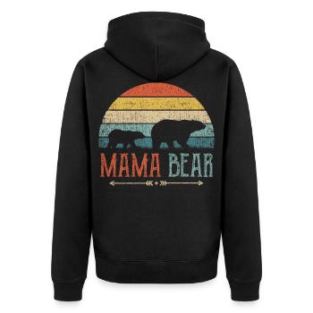 Mama Bear Mother Wife Gift Parents Couples Women - Unisex Premium Organic Zip Hoodie - black - Back - Nico (187cm)