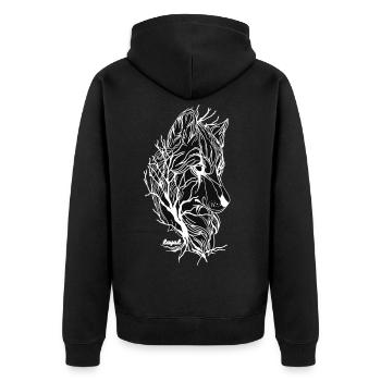 Der weiße Wolf - Unisex Premium Bio Zip Hoodie - Schwarz - Hinten - Nico (187cm)