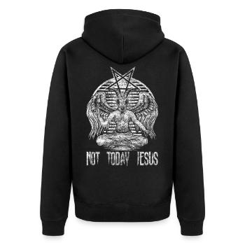 Pas aujourd'hui Jésus Baphomet Antéchrist occulte gothique - Veste à capuche bio Premium Unisexe - noir - Dos - Nico (187cm)