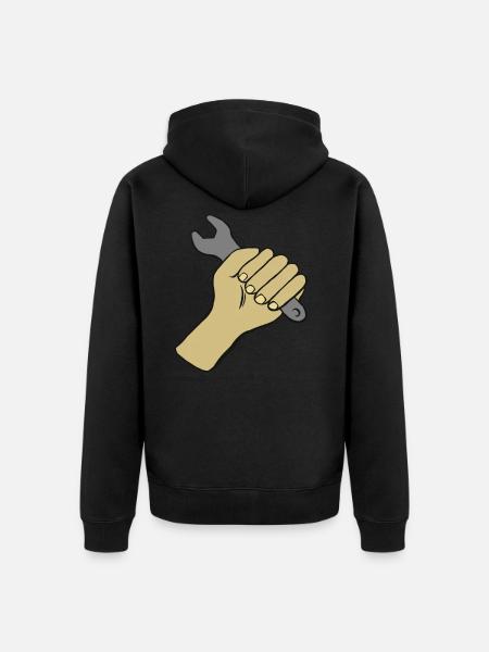 Open ended wrench tool handyman screwdriver hand - Unisex Premium Organic Zip Hoodie - black