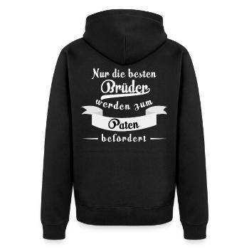 bruder patenonkel tshirt spruch pate - Unisex Premium Bio Zip Hoodie - Schwarz - Hinten - Nico (187cm)