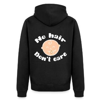 Schwangerschaft 1.Schwangerschaft - Unisex Premium Bio Zip Hoodie - Schwarz - Hinten - Nico (187cm)