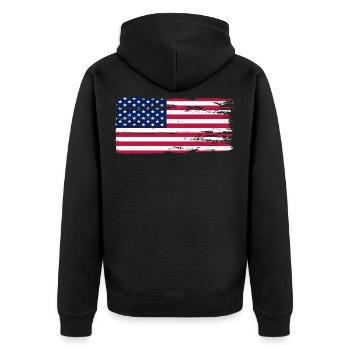 Style vintage original du drapeau américain - Veste à capuche bio Premium Unisexe - noir - Dos - Nico (187cm)