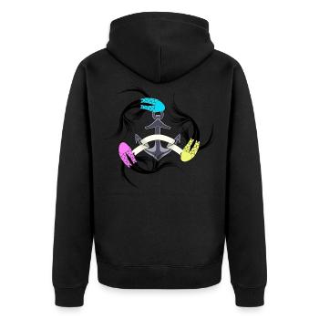 Maritime fish anchor seafaring fantasy carp - Unisex Premium Organic Zip Hoodie - black - Back - Nico (187cm)