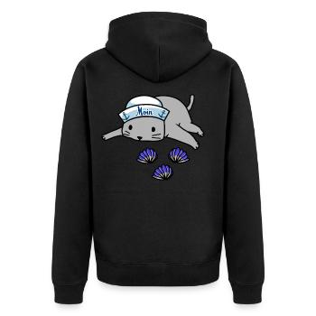 Maritim Matrose Katze Strand Muscheln Fantasy Moin - Unisex Premium Bio Zip Hoodie - Schwarz - Hinten - Nico (187cm)