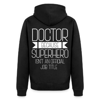doktor, arzt, medizin, student, doktortitel - Unisex Premium Bio Zip Hoodie - Schwarz - Hinten - Nico (187cm)