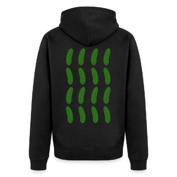 Gurken Muster Geschenk für Gurke & Gurken Fans - Unisex Premium Bio Zip Hoodie - Schwarz - Hinten - Nico (187cm)