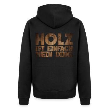 Holz Spruch für Tischler und Zimmermann - Unisex Premium Bio Zip Hoodie - Schwarz - Hinten - Nico (187cm)