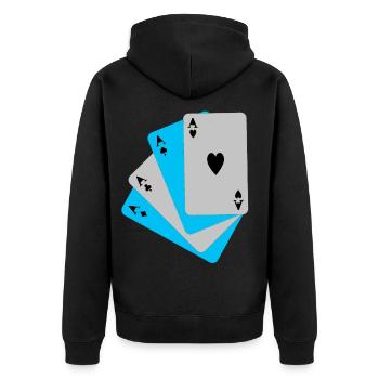 Zwei As paare - Unisex Premium Bio Zip Hoodie - Schwarz - Hinten - Nico (187cm)