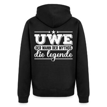 Uwe Namenstag Spruch Geschenk - Unisex Premium Bio Zip Hoodie - Schwarz - Hinten - Nico (187cm)