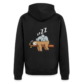Lève-tard Paresseux fatigué avec koala endormi - Veste à capuche bio Premium Unisexe - noir - Dos - Nico (187cm)