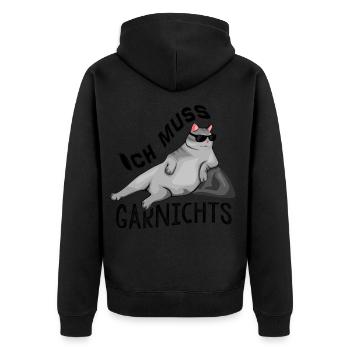 Cool cat Katzen T-Shirt ich muss garnichts Kater m - Unisex Premium Bio Zip Hoodie - Schwarz - Hinten - Nico (187cm)