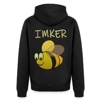 Bienen Design für Imker Geschenk - Unisex Premium Bio Zip Hoodie - Schwarz - Hinten - Nico (187cm)