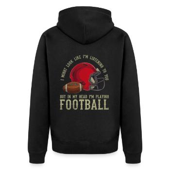American football - Unisex Premium Bio Zip Hoodie - Schwarz - Hinten - Nico (187cm)