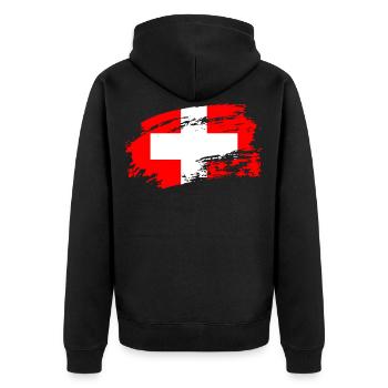 switzerland switzerland - Unisex Premium Bio Zip Hoodie - Schwarz - Hinten - Nico (187cm)
