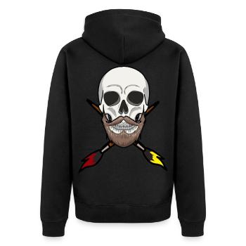 Arbeit Maler Schädel Maler Meister Kunst Pinsel - Unisex Premium Bio Zip Hoodie - Schwarz - Hinten - Nico (187cm)