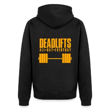 Deadlift all Day Everyday gift for athletes - Unisex Premium Organic Zip Hoodie - black - Back - Nico (187cm)