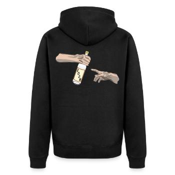 Korn und die Erschaffung des Adam - Unisex Premium Bio Zip Hoodie - Schwarz - Hinten - Nico (187cm)