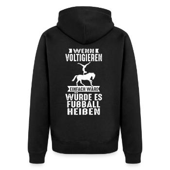 Voltigieren Volti Pferdesport Voltigier Voltigierp - Unisex Premium Bio Zip Hoodie - Schwarz - Hinten - Nico (187cm)