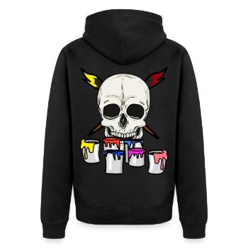 Skull Artist Painter Artist Paint Drawing - Unisex Premium Organic Zip Hoodie - black - Back - Nico (187cm)