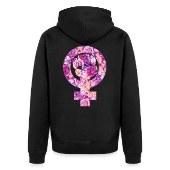 Feminism - Unisex Premium Organic Zip Hoodie - black - Back - Nico (187cm)