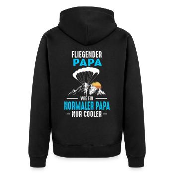 Paragliding Papa Fallschirmspringer Vater Gleitfli - Unisex Premium Bio Zip Hoodie - Schwarz - Hinten - Nico (187cm)