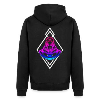 Plague Doctor, Pestdoktor & Pest Arzt Geschenk - Unisex Premium Bio Zip Hoodie - Schwarz - Hinten - Nico (187cm)