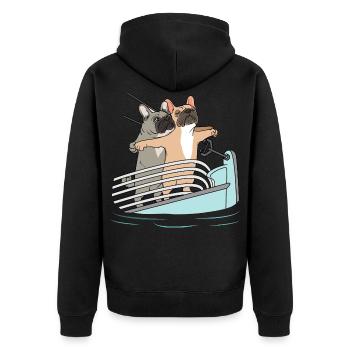 French Bulldog French Bulldog Dog Owner - Unisex Premium Organic Zip Hoodie - black - Back - Nico (187cm)