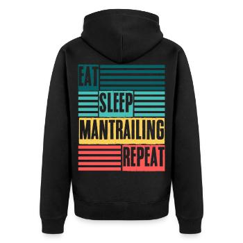 Mantrailing Mantrailer Hundesport Spruch - Unisex Premium Bio Zip Hoodie - Schwarz - Hinten - Nico (187cm)