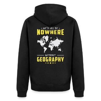 Geografie Lehrer Geocaching Geography Geschenkidee - Unisex Premium Bio Zip Hoodie - Schwarz - Hinten - Nico (187cm)