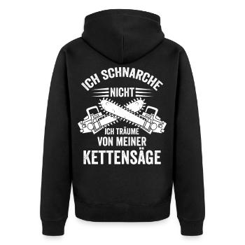 Holzfäller Motorsäge Waldarbeiter Kettensäge Lusti - Unisex Premium Bio Zip Hoodie - Schwarz - Hinten - Nico (187cm)