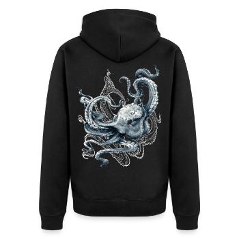 Octopus Realistic Blue Ocean Kraken Tintenfisch - Unisex Premium Bio Zip Hoodie - Schwarz - Hinten - Nico (187cm)