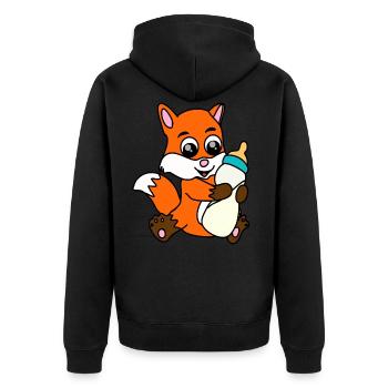 Fuchs - Unisex Premium Bio Zip Hoodie - Schwarz - Hinten - Nico (187cm)