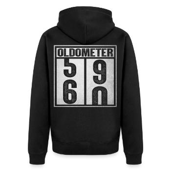 Oldometer 59-60 - Unisex Premium Organic Zip Hoodie - black - Back - Nico (187cm)